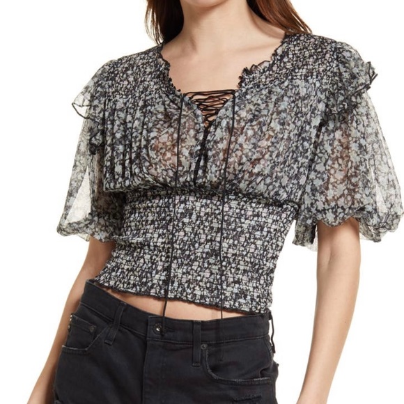 Free People Tops - Free People Beatrice Smocked Ruffle Top